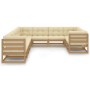 Set de muebles de jardín 10 pzs cojines madera pino marrón miel de vidaXL, Conjuntos de jardín - Ref: Foro24-3077047, Precio:...