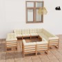 11-piece garden furniture set with cushions, made of brown honey pine wood. by vidaXL, Garden sets - Ref: Foro24-3076997, Pri...