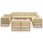 11-piece garden furniture set with cushions, made of brown honey pine wood. by vidaXL, Garden sets - Ref: Foro24-3076997, Pri...