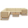 Set de muebles de jardín 10 pzs cojines madera pino marrón miel de vidaXL, Conjuntos de jardín - Ref: Foro24-3077042, Precio:...