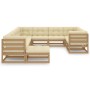 Set de muebles de jardín 11 pzs cojines madera pino marrón miel de vidaXL, Conjuntos de jardín - Ref: Foro24-3077087, Precio:...