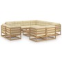 Set de muebles de jardín 12 pzs cojines madera pino marrón miel de vidaXL, Conjuntos de jardín - Ref: Foro24-3077002, Precio:...