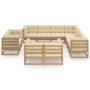 Set de muebles de jardín 12 pzs cojines madera pino marrón miel de vidaXL, Conjuntos de jardín - Ref: Foro24-3077002, Precio:...