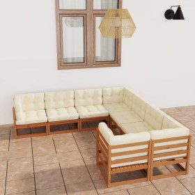 Garden furniture set 8 pieces honey brown pine wood cushions by vidaXL, Garden sets - Ref: Foro24-3077027, Price: 912,28 €, D...