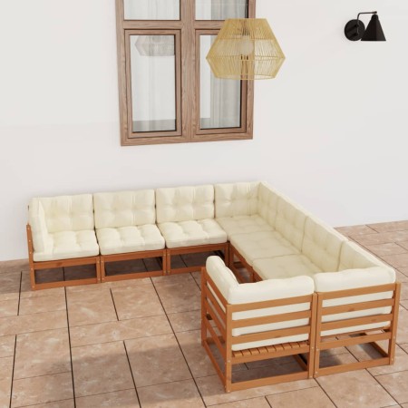 Garden furniture set 8 pieces honey brown pine wood cushions by vidaXL, Garden sets - Ref: Foro24-3077027, Price: 913,99 €, D...