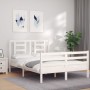 White solid wood bed frame with headboard 140x200 cm by vidaXL, Beds and slatted bases - Ref: Foro24-3194702, Price: 129,80 €...