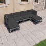 6-teiliges Gartenmöbel-Set mit Kissen aus grauem Kiefernholz von vidaXL, Gartensets - Ref: Foro24-3077116, Preis: 461,18 €, R...