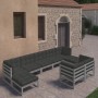 Gartenmöbel-Set 9-teilig und Kissen aus massivem Kiefernholz von vidaXL, Gartensets - Ref: Foro24-3077156, Preis: 770,53 €, R...