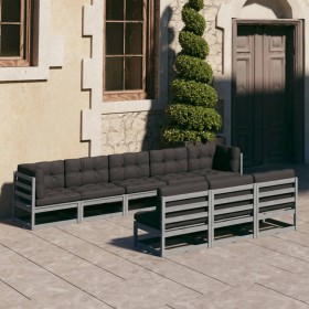 8-piece garden furniture set with gray pine wood cushions by vidaXL, Garden sets - Ref: Foro24-3077146, Price: 796,23 €, Disc...