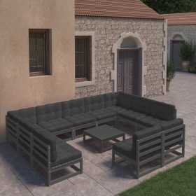 12-piece garden furniture set with black pine wood cushions by vidaXL, Garden sets - Ref: Foro24-3077233, Price: 1,00 €, Disc...