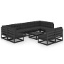 Set de muebles de jardín 10 pzas con cojines madera pino negro de vidaXL, Conjuntos de jardín - Ref: Foro24-3077223, Precio: ...