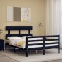 Estructura de cama con cabecero madera maciza negro 140x190 cm de vidaXL, Camas y somieres - Ref: Foro24-3195075, Precio: 154...