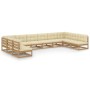 Set de muebles de jardín 10 pzs cojines madera pino marrón miel de vidaXL, Conjuntos de jardín - Ref: Foro24-3077207, Precio:...