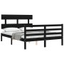 Bed frame with black solid wood headboard 140x190 cm by vidaXL, Beds and slatted bases - Ref: Foro24-3195075, Price: 154,99 €...