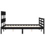 Bed frame with black solid wood headboard 140x190 cm by vidaXL, Beds and slatted bases - Ref: Foro24-3195075, Price: 154,99 €...