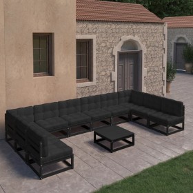 11-piece garden furniture set with black pine wood cushions by vidaXL, Garden sets - Ref: Foro24-3077213, Price: 1,00 €, Disc...