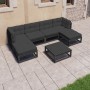 7-teiliges Gartenmöbel-Set mit Kissen aus schwarzem Kiefernholz von vidaXL, Gartensets - Ref: Foro24-3077123, Preis: 736,99 €...