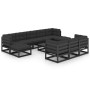 10-piece garden furniture set with black pine wood cushions by vidaXL, Garden sets - Ref: Foro24-3077173, Price: 1,00 €, Disc...