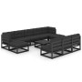 Set de muebles de jardín 10 pzas con cojines madera pino negro de vidaXL, Conjuntos de jardín - Ref: Foro24-3077153, Precio: ...