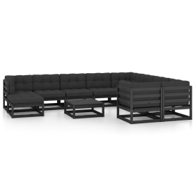 10-piece garden furniture set with black pine wood cushions by vidaXL, Garden sets - Ref: Foro24-3077083, Price: 1,00 €, Disc...