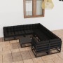 9-teiliges Gartenmöbel-Set mit Kissen aus schwarzem Kiefernholz von vidaXL, Gartensets - Ref: Foro24-3077033, Preis: 982,91 €...