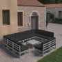 10-teiliges Gartenmöbel-Set mit Kissen aus grauem Kiefernholz von vidaXL, Gartensets - Ref: Foro24-3077221, Preis: 881,71 €, ...