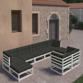 9-piece garden furniture set with white pine wood cushions by vidaXL, Garden sets - Ref: Foro24-3077155, Price: 712,81 €, Dis...