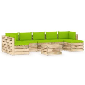 Garden furniture 8 pieces with green impregnated wood cushions by vidaXL, Garden sets - Ref: Foro24-3074758, Price: 791,99 €,...