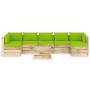 Garden furniture 8 pieces with green impregnated wood cushions by vidaXL, Garden sets - Ref: Foro24-3074758, Price: 791,99 €,...