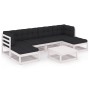 Set muebles jardín 7 pzas con cojines madera maciza pino blanco de vidaXL, Conjuntos de jardín - Ref: Foro24-3077120, Precio:...