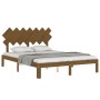 Estructura cama y cabecero madera maciza marrón miel 140x190 cm de vidaXL, Camas y somieres - Ref: Foro24-3193709, Precio: 18...