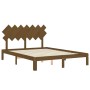 Estructura cama y cabecero madera maciza marrón miel 140x190 cm de vidaXL, Camas y somieres - Ref: Foro24-3193709, Precio: 18...