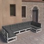 Set muebles jardín 7 pzas con cojines madera maciza pino blanco de vidaXL, Conjuntos de jardín - Ref: Foro24-3077185, Precio:...