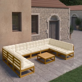 Garden furniture set 10 pieces honey brown pine wood cushions by vidaXL, Garden sets - Ref: Foro24-3077202, Price: 971,47 €, ...