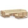 Gartenmöbel Set 10 Stück Kissen Honig Braun Kiefer Holz von vidaXL, Gartensets - Ref: Foro24-3077222, Preis: 971,39 €, Rabatt: %