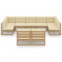 Set de muebles de jardín 10 pzs cojines madera pino marrón miel de vidaXL, Conjuntos de jardín - Ref: Foro24-3077222, Precio:...