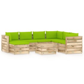 Muebles de jardín 8 piezas con cojines madera impregnada verde de vidaXL, Conjuntos de jardín - Ref: Foro24-3074782, Precio: ...