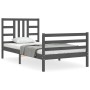 Estructura de cama con cabecero madera maciza gris 100x200 cm de vidaXL, Camas y somieres - Ref: Foro24-3193913, Precio: 112,...