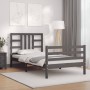 Estructura de cama con cabecero madera maciza gris 100x200 cm de vidaXL, Camas y somieres - Ref: Foro24-3193913, Precio: 112,...