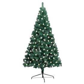 Medio árbol de Navidad artificial LEDs y soporte verde 120 cm de vidaXL, Arboles de navidad - Ref: Foro24-3077391, Precio: 30...