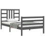 Estructura de cama con cabecero madera maciza gris 100x200 cm de vidaXL, Camas y somieres - Ref: Foro24-3193913, Precio: 112,...