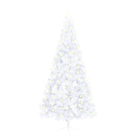 Medio árbol Navidad artificial LED y soporte PVC blanco 210 cm de vidaXL, Arboles de navidad - Ref: Foro24-3077399, Precio: 3...