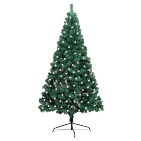 Medio árbol de Navidad artificial LED y soporte PVC verde 240cm de vidaXL, Arboles de navidad - Ref: Foro24-3077395, Precio: ...