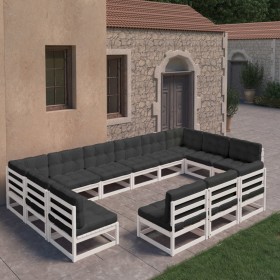 13-piece garden furniture set with white pine wood cushions by vidaXL, Garden sets - Ref: Foro24-3077245, Price: 1,00 €, Disc...