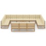 Set de muebles de jardín 14 pzs cojines madera pino marrón miel de vidaXL, Conjuntos de jardín - Ref: Foro24-3077252, Precio:...