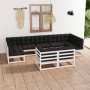 Set de muebles de jardín 9 pzas con cojines madera pino blanco de vidaXL, Conjuntos de jardín - Ref: Foro24-3077255, Precio: ...