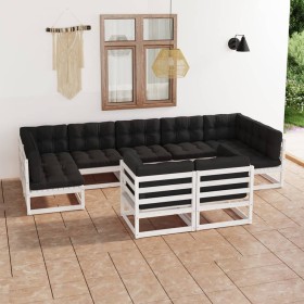 9-piece garden furniture set with white pine wood cushions by vidaXL, Garden sets - Ref: Foro24-3077255, Price: 751,62 €, Dis...