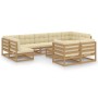 Set de muebles de jardín 10 pzs cojines madera pino marrón miel de vidaXL, Conjuntos de jardín - Ref: Foro24-3077262, Precio:...