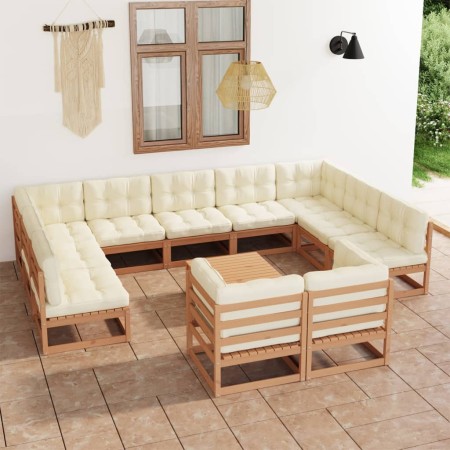 Gartenmöbel-Set 12-teilig honigbraune Kissen aus Kiefernholz von vidaXL, Gartensets - Ref: Foro24-3077272, Preis: 1,00 €, Rab...