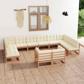 Gartenmöbel-Set 12-teilig honigbraune Kissen aus Kiefernholz von vidaXL, Gartensets - Ref: Foro24-3077277, Preis: 1,00 €, Rab...